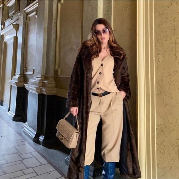 NWT RARE LONG FAUX FUR COAT ZARA CHOCOLATE BROWN - Picture 11 of 12